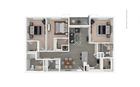 Floor plan for 3 beds, 2 baths, 1420 sqft